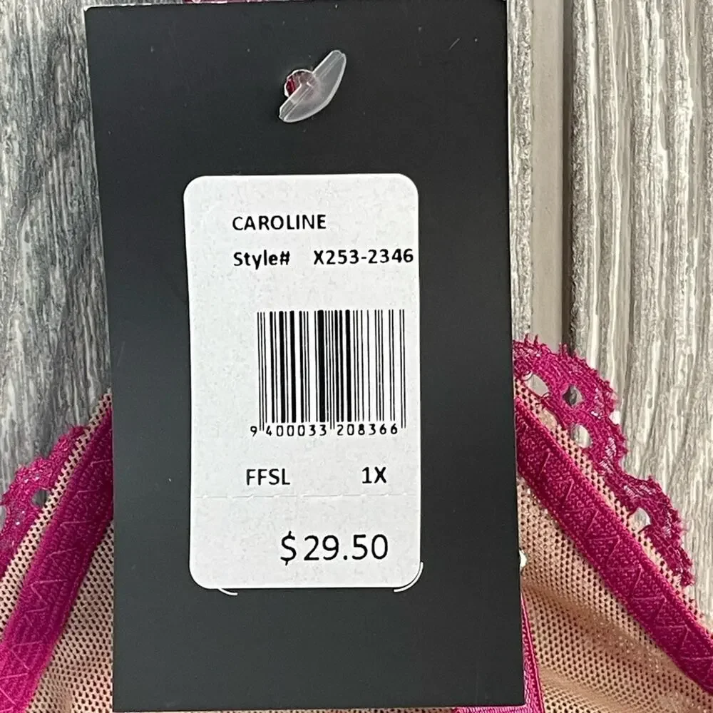 Frederick’s of Hollywood Caroline Lace & Mesh Lined‎ Bralette 1X Fuchsia NWT